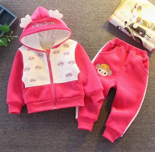 Yumuşak Gül Kırmızısı Kız Çocuk 1 - 5 Yaş Rahat Takım - MAKKA