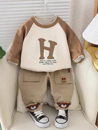 Yumuşak Pamuk Karışımlı Kahverengi Erkek Çocuk Takımı 1 - 5 Yaş - MAKKA