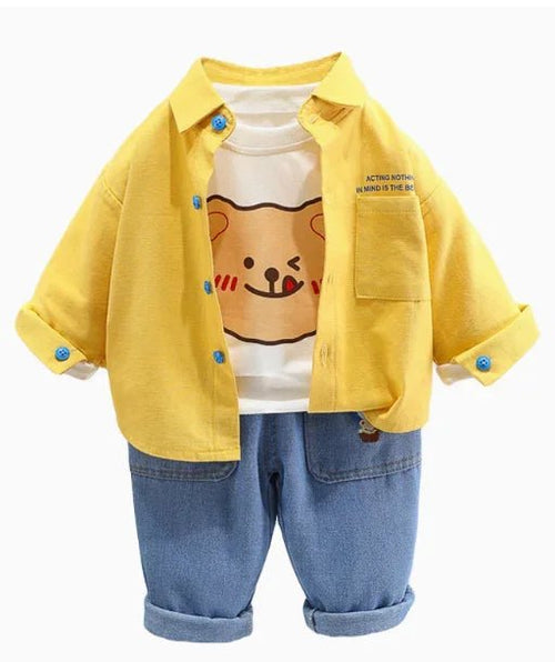 Yumuşak Pamuklu 3 Parçalı Erkek Çocuk Takım 1 - 5 Yaş - MAKKA