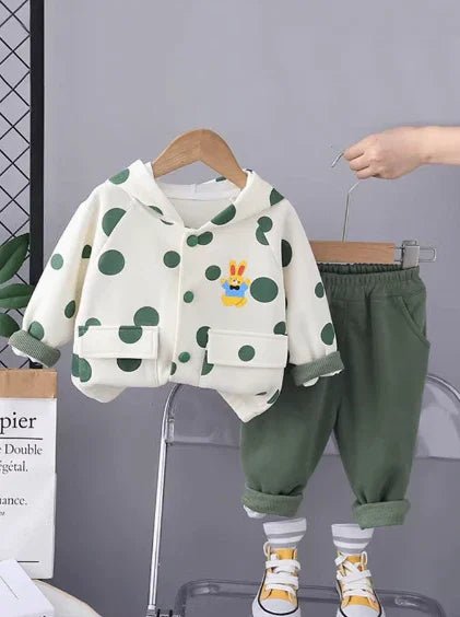 Yumuşak Pamuklu Kapşonlu Kız Çocuk İki Parça Takım - MAKKA