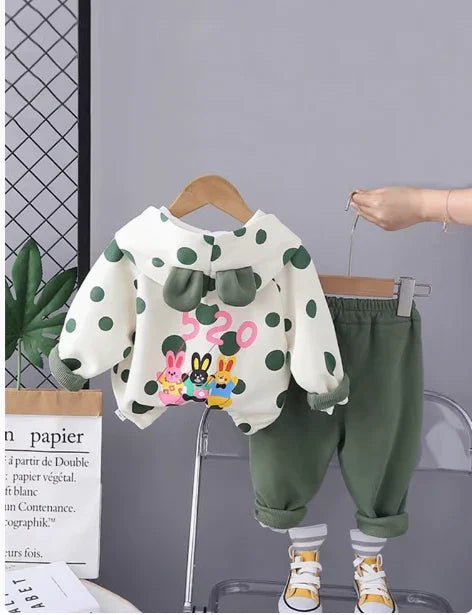 Yumuşak Pamuklu Kapşonlu Kız Çocuk İki Parça Takım - MAKKA