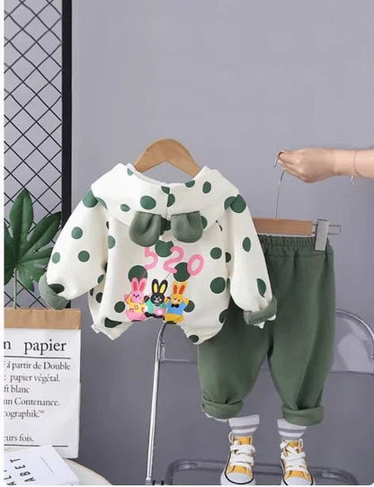 Yumuşak Pamuklu Kapşonlu Kız Çocuk İki Parça Takım - MAKKA