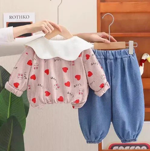 Yumuşak Pamuklu Kız Çocuk 3 Parça Takım Esnek Rahat Şık - MAKKA