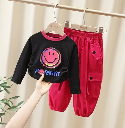 Yumuşak Pamuklu Siyah - Bordo Kız Çocuk 2 - 7 Yaş Takımı - MAKKA