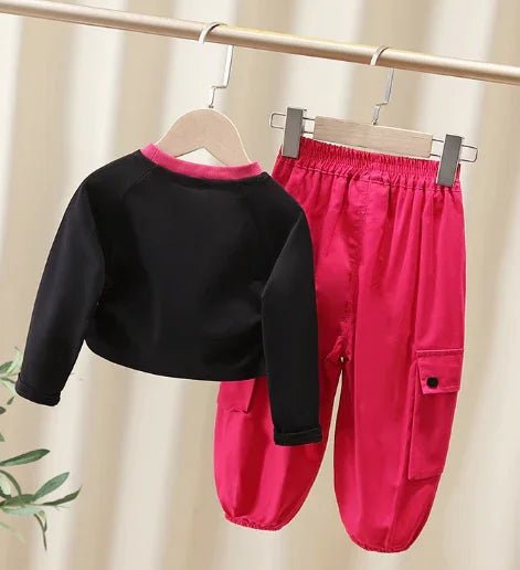 Yumuşak Pamuklu Siyah - Bordo Kız Çocuk 2 - 7 Yaş Takımı - MAKKA