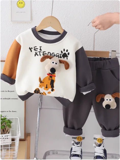 Yumuşak Peluş Köpek Detaylı Erkek Çocuk Alt Üst Takım - MAKKA