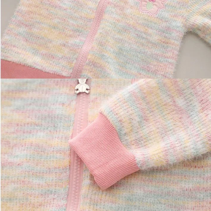 Yumuşak Triko Hırkalı 3 Parça Kadife Pantolonlu Çocuk Takımı - MAKKA